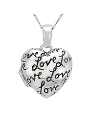 Sterling Silver, Heart Shaped Love Locket Necklace