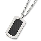 Chisel- Titanium and Black Carbon Fiber Dog Tag on 24" Chain Necklaces and Pendants by Chisel
