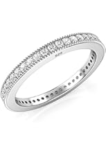 2MM Sterling Silver 925 CZ Cubic Zirconia Eternity Wedding Band Ring