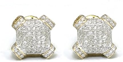 Diamond Cube Men's Stud Earrings in 10k Yellow Gold (0.40 ctw)