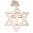 Star of David with a Cross Messianic pendant - Sterling silver (2.5cm - 1") - Without Chain