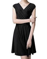 V-neck Banding Summer Short Sleeves Spandex Mini Dress 