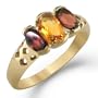 10 Karat Yellow Gold 1.00 carat total weight Oval Cut Citrine, Garnet Ring Size 5