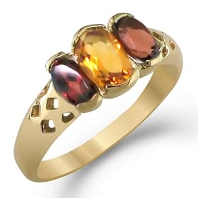 Buy 10 Karat Yellow Gold 1.00 carat total weight Oval Cut Citrine, Garnet Ring Size 5 by Peora