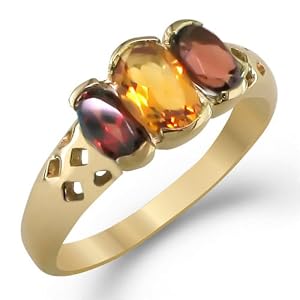 Buy 10 Karat Yellow Gold 1.00 carat total weight Oval Cut Citrine, Garnet Ring Size 5 by Peora