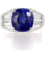 Diamond & Blue Sapphire 18k White Gold Right Hand Ring
