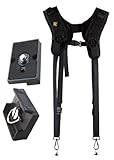 Black Rapid DR-1 Double Camera Strap - For Two Cameras, With 2 Quick Release Plates for the Manfrotto RC2 Rapid Connect Adapter.