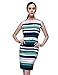 OMEYA.WANSHIDA.Women Office Sleeveless Belt Stripe Bodycon Pencil Mini Dress