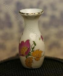Dollhouse Miniature Floral Porcelain Vase