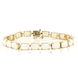 10k Yellow Gold Emerald Cut Opal Bracelet, 7
