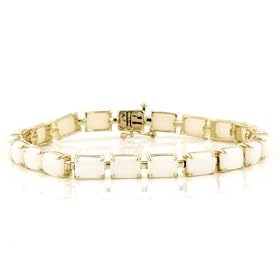 10k Yellow Gold Emerald-Cut Opal Bracelet, 7 by