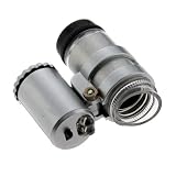 GTMax Mini Pocket Microscope 45X Magnification with 2 White LED Light/Storage Pouch