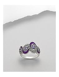Purple Colored Enamel Ring In 92.5 Sterling Silver