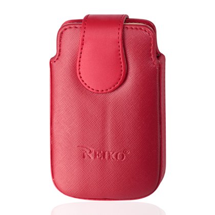 New Fashionable Leather Pouch Protective Carrying Cell Phone Case for BlackBerry Curve 3G 9300 Curve 8330 8300 8520 8530 8900 Bold 9700 / ZTE MSGM8 II Cricket / HTC Pure / Huawei M750 / LG Vu Plus enV3 VX-9200 Rumor Touch GM730 / Palm Pixi / Pixi Plus / Pantech Slate C530 / Samsung Reality / Strive A687 Magnet A257 Freeform / Link R350 / R351 / Sanyo SCP-2700 Sharp Microsoft Kin Two – RED