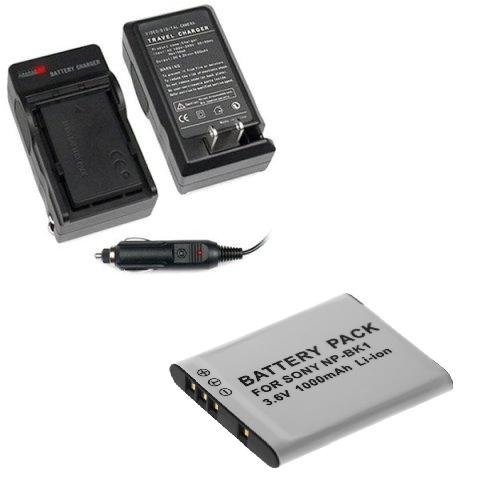 Premium Replacement NP-BK1 Battery + Charger for Pentax RZ18, MHS-PM5, MHS-CM5; Sony CyberShot DSC-W370, DSC-W190, DSC-W180, DSC-S980, MHS-PM1, DSC-S950, DSC-S750, DSC-S780