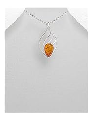 Baltic Amber Pendant Necklace In 92.5 Sterling Silver