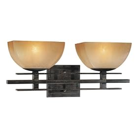 Minka Lavery Lineage 6272-357 Small Glass 2 Light 150w (8"H x 18"W) Vanity Lighting in Iron Oxide