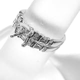 14K White Gold Diamond Wedding Set Semimount - 0.47 Ct.