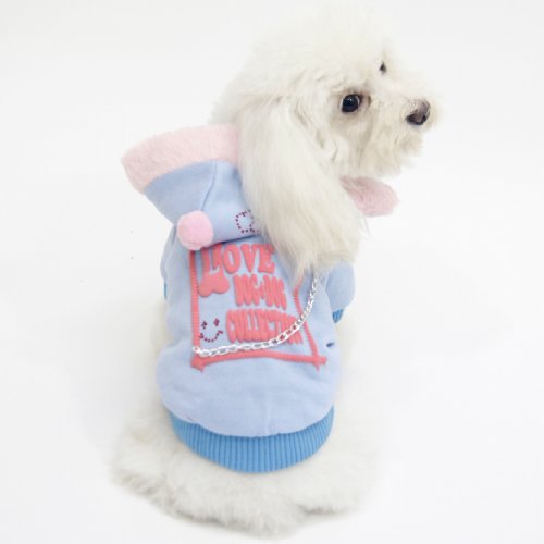 Dog Dog Collection Designer Dog Apparel – Raven Detachable Hooded Pullover – Color: Light Blue, Size: S