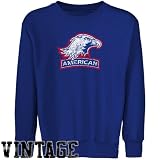 American Eagles Youth Royal Blue Distressed Logo Vintage Crew Neck Fleece Sweatshirt