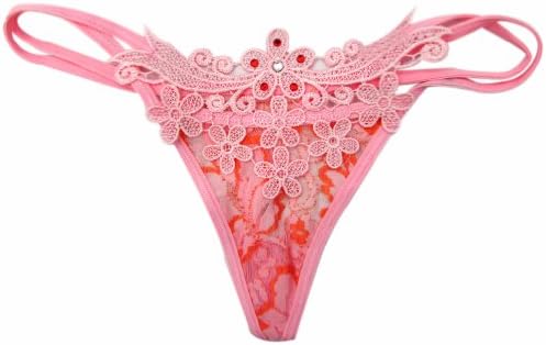 Juanshi Women Crystal Floral Lace T-back Lingerie G-string