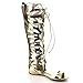 Breckelle's SOLO-15 Lace Up Cut Out Shaft Back Zipper Gladiator Flat Sandals