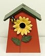 Red Tin Daisy and Bee Handcrafted Birdhouse