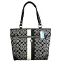 Coach Heritage Stripe Signature Bag Purse Tote 14477 Black White