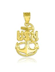 US Navy 14k Gold Fouled Anchor Pendant