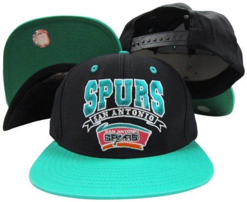 San Antonio Spurs Black/Teal Two Tone Snapback Adjustable Plastic Snap Back Hat / Cap