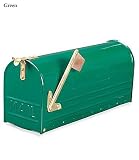 Large Traditional All-Weather Galvanized Steel Mailbox with Green Enamel Finish And Brass Accents