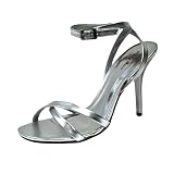 Silver Dressy Strappy Sandal High Heel Pumps Size 8.5