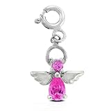 Bling Jewelry Designer Sterling Silver Diamond CZ Dangling Charm Clips - Angel