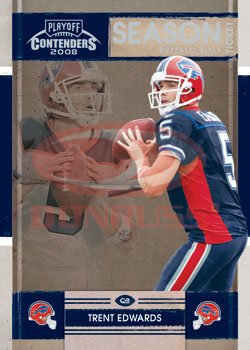2008 Playoff Contenders Season Tickets Football Card # 11 Trent Edwards - Buffalo Bills - NFL Trading Card in Protective Display Case!