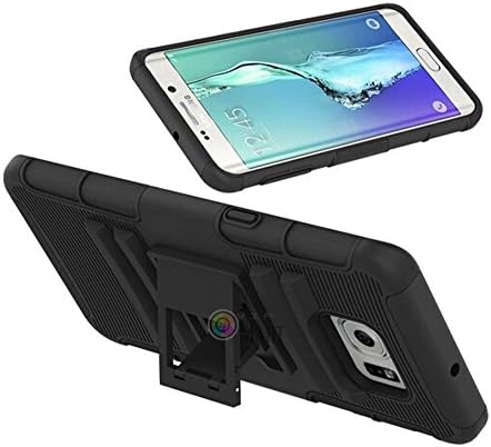 Samsung Galaxy S6 Edge Plus Hybrid Shockproof Rugged Stand Case Hard Cover (Black)