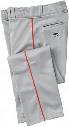 Rawlings Youth Relaxed Fit Piped Baseball Pants X-Large Grey/Scarlet