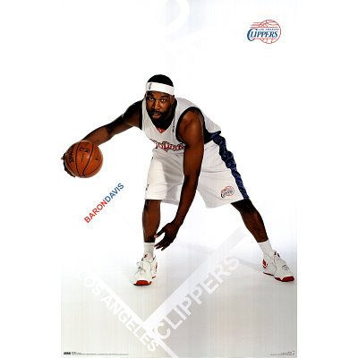 Professionally Framed Los Angeles Clippers (Baron Davis) Sports Poster Print - 24x36 with RichAndFramous Black Wood Frame