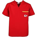 Scrub Dudz Kansas City Chiefs Solid Print Scrub Top Medium