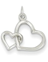 14k White Gold Double Heart Pendant. Metal Wt- 0.66g
