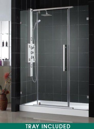 DreamLine Tub Shower SHTRDR 36602 21 Vitreo Shower Door Tray 36X60 Combo 58 1 8 Clear Glass Door Right Hand Drain N A