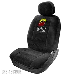 Black Sweet Wild Cherry Cherries Car Truck SUV Lowback Seat Cover w/ Headrest Covers Pair
