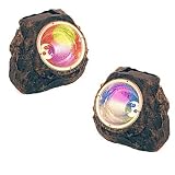 UKayed Solar Power Multi Coloured LED Garden Rock Lights - Pack of 2