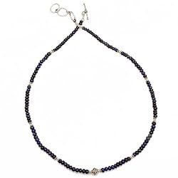 Sterling Silver Necklace Sapphire Gemstone Jewelry 19 Inches