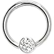 Solid 14KT White Gold Clear 4mm Bezel-Set Cubic Zirconia Captive Ring
