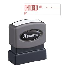 Xstamper One-Color Title Message Stamp, Entered, Pre-Inked/Re-Inkable, Red (1822)