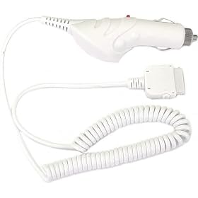 Car Charger for the Apple iPod Nano 3G, iPod Classic, iPod Touch 1G, iPhone 1G, iPod 3G 4G 5G Video, Mini, iPod Photo, and iPod Nano 1G 2G models Color White