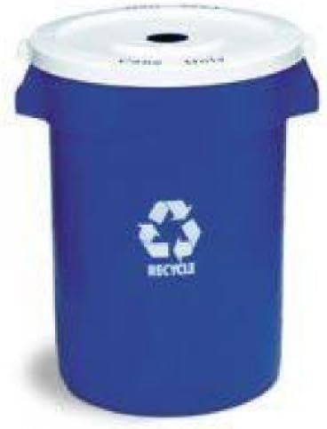 Continental 3201-1, Huskee White Round Recycle Lid with Blue "Cans Only" Imprint, 22-1/4" Diameter x 1-3/8" Height (Case of 6)