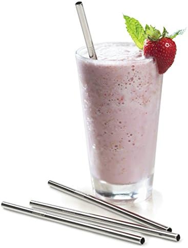 Frozen Drink Straws 4 Set Stainless Steel Large Reusable Shakes Malts