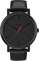 Timex Originals Oversized Black Dial Red Accent Black Leather Strap T2N794