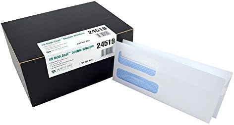Quality Park #9 SFI Double Window Envelopes, Redi-Seal, White Wove, 250 per Pack, (24519)